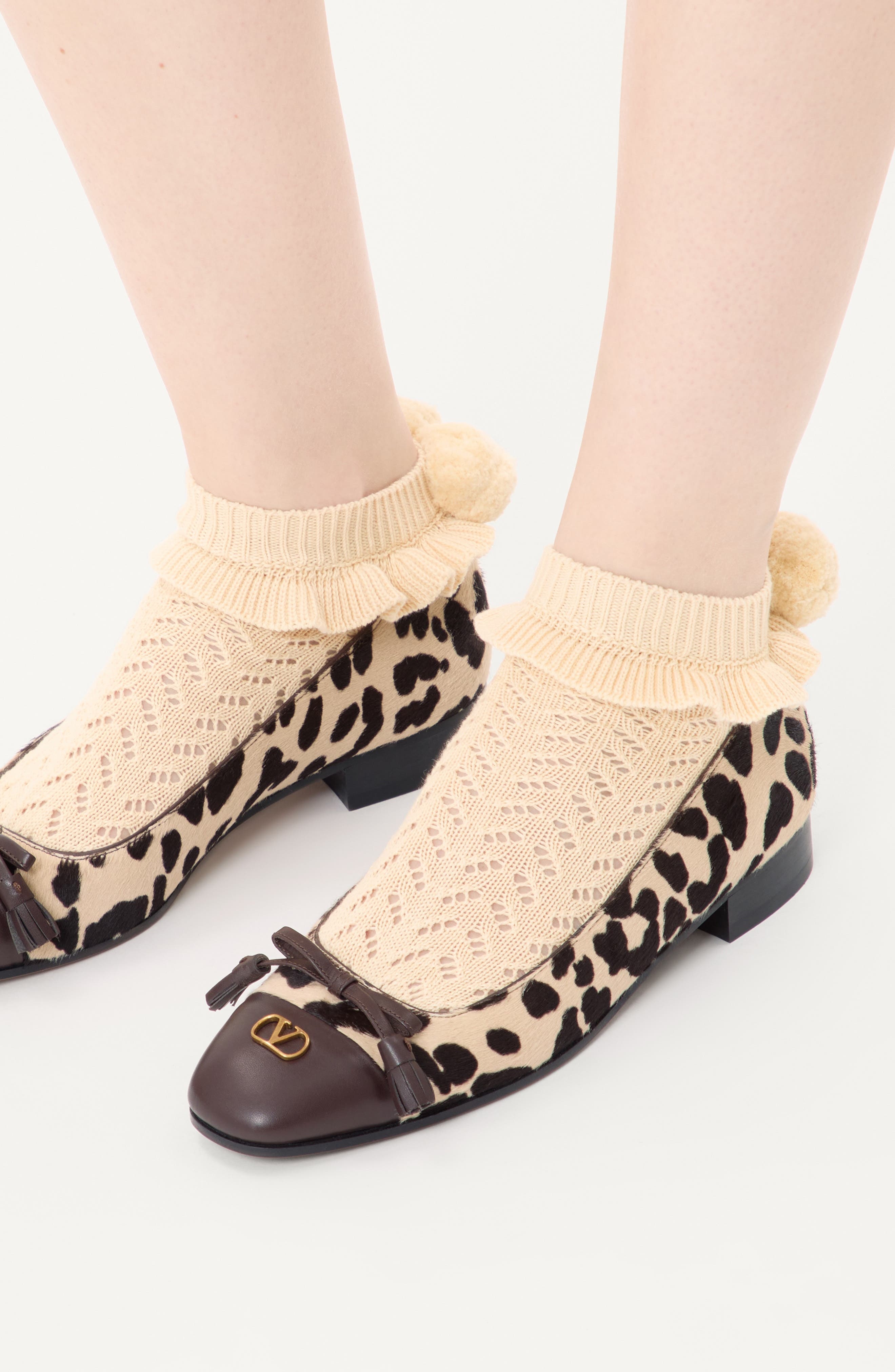 Valentino Garavani Valet du Roi Genuine Calf Hair Ballet Flat in Natural Print Calf Hair/Brown at No - 2