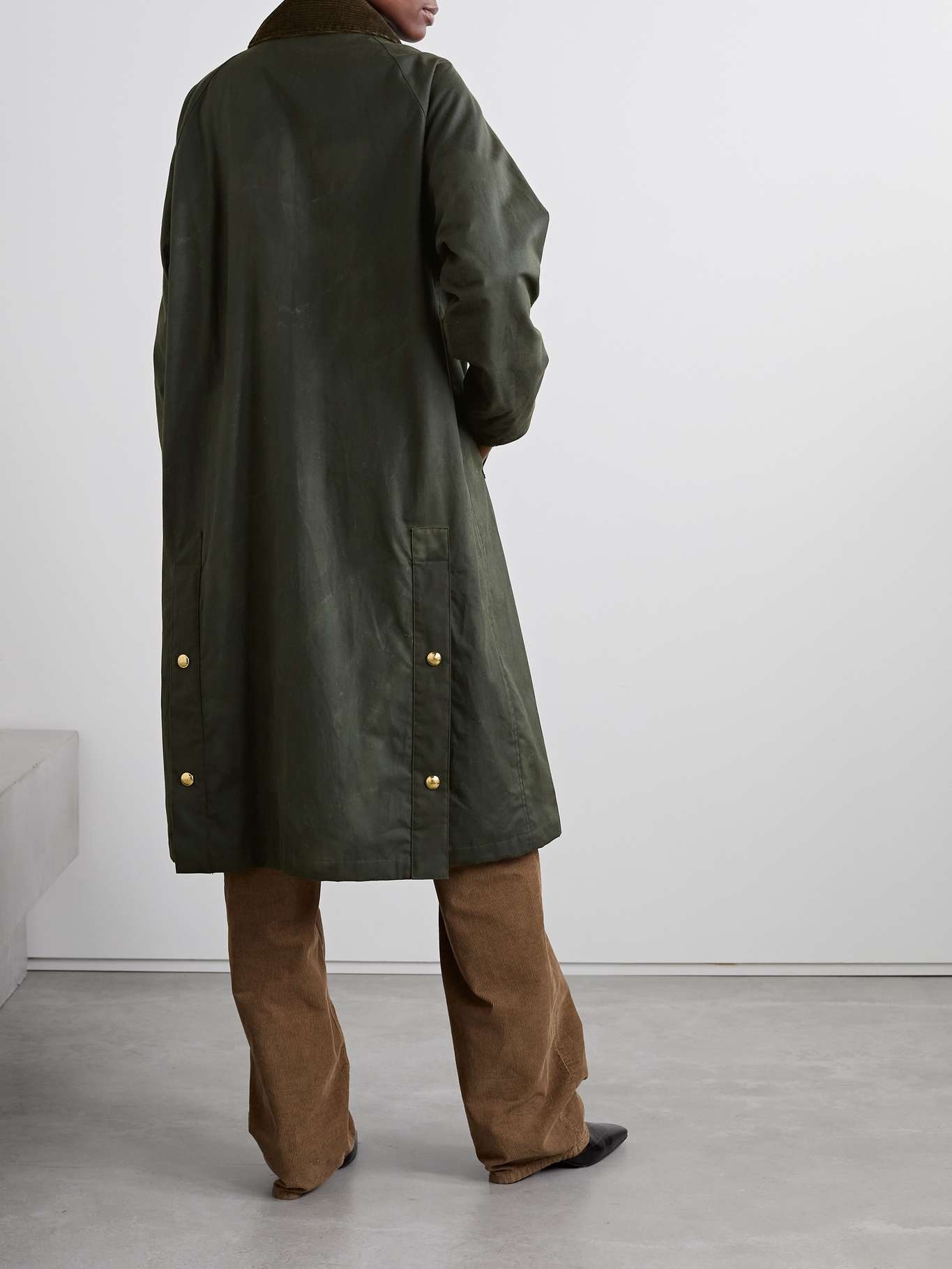 Romauld corduroy-trimmed waxed cotton-canvas coat - 4