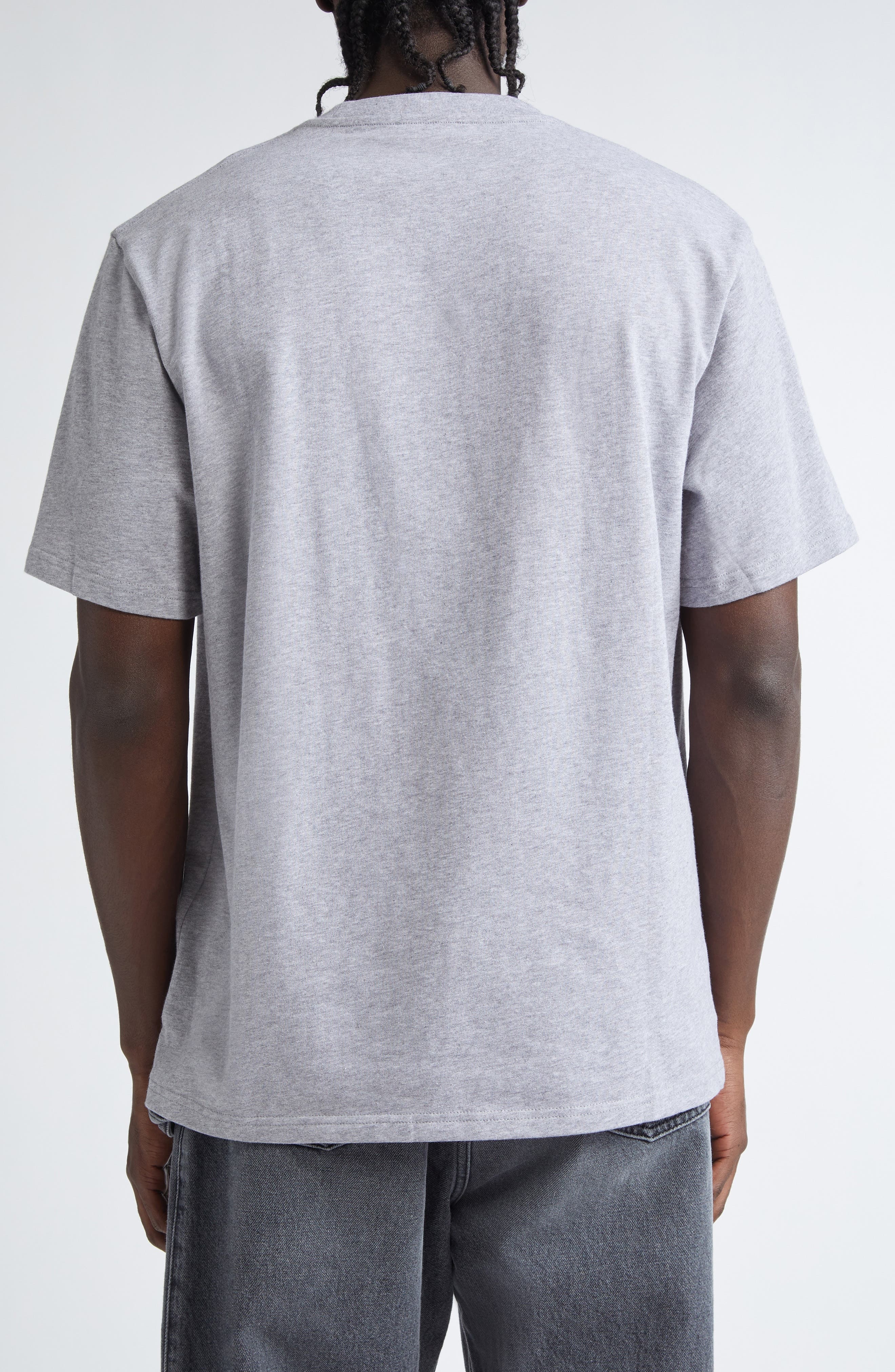 JW Anderson Embroidered Logo Cotton T-Shirt in Grey Melange at Nordstrom - 3