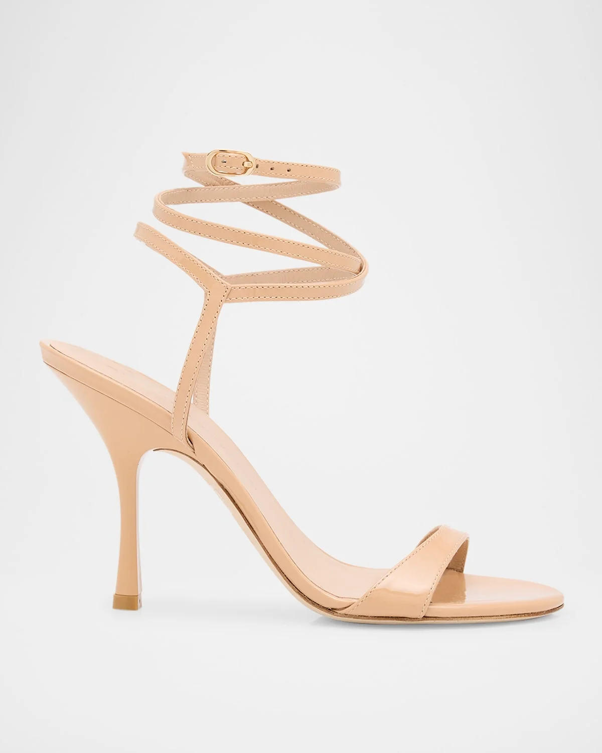 Nudist Patent Ankle-Strap Sandals - 1