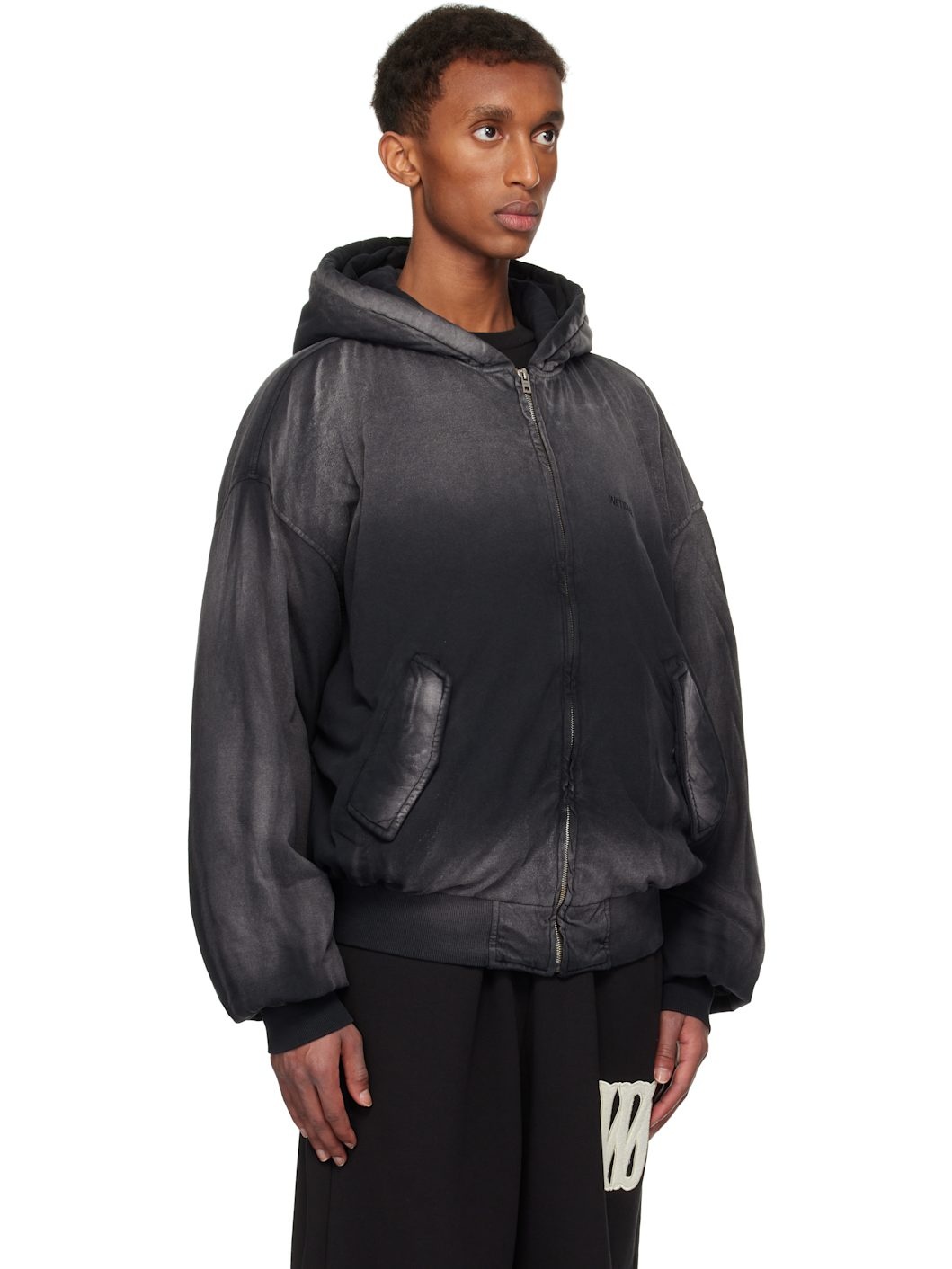Black Bomber Zip-up Hoodie - 2
