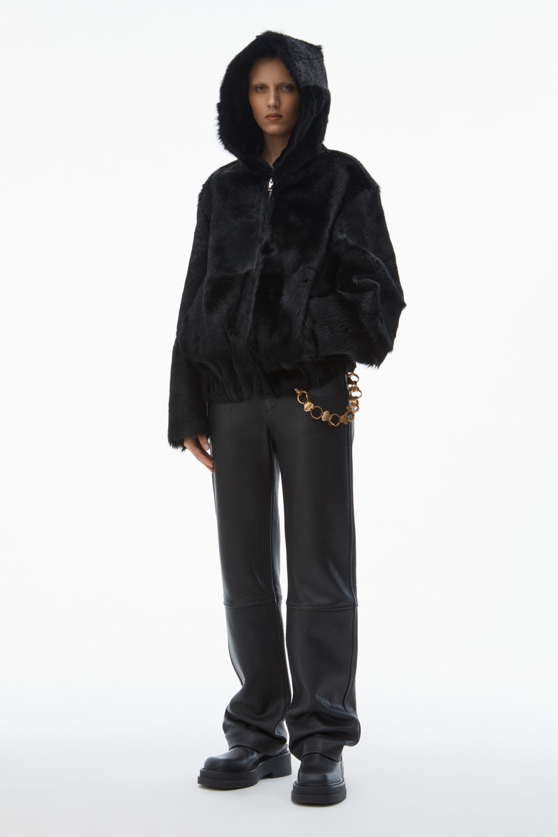 Alexander Wang Unisex Zip-Up Hoodie in Calf Hair outlook