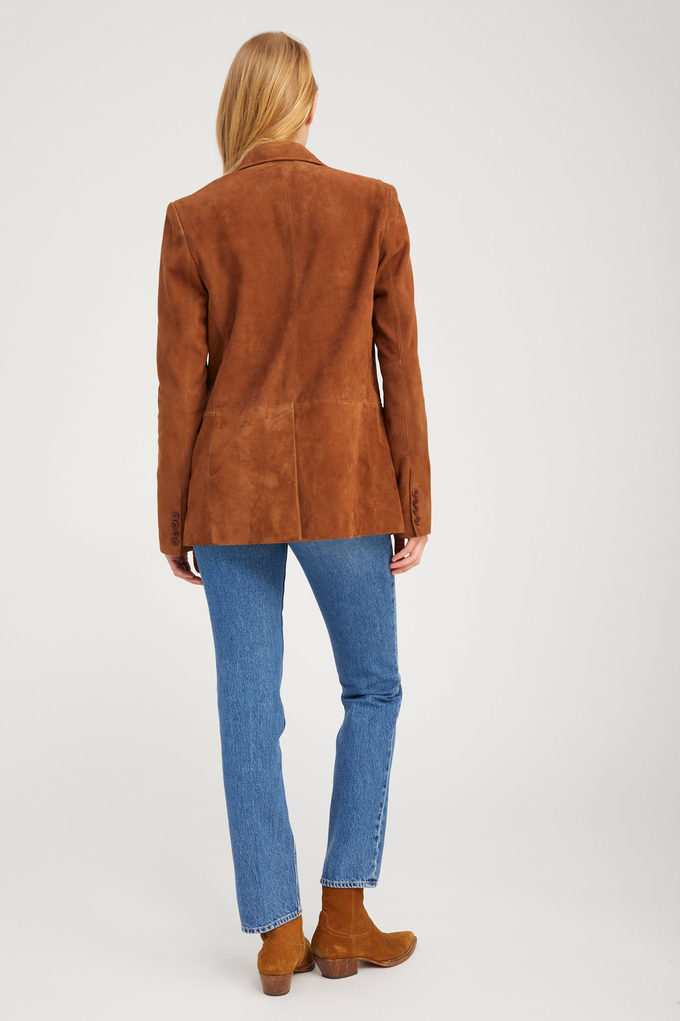 DARK COGNAC SUEDE CLASSIC BLAZER - 7