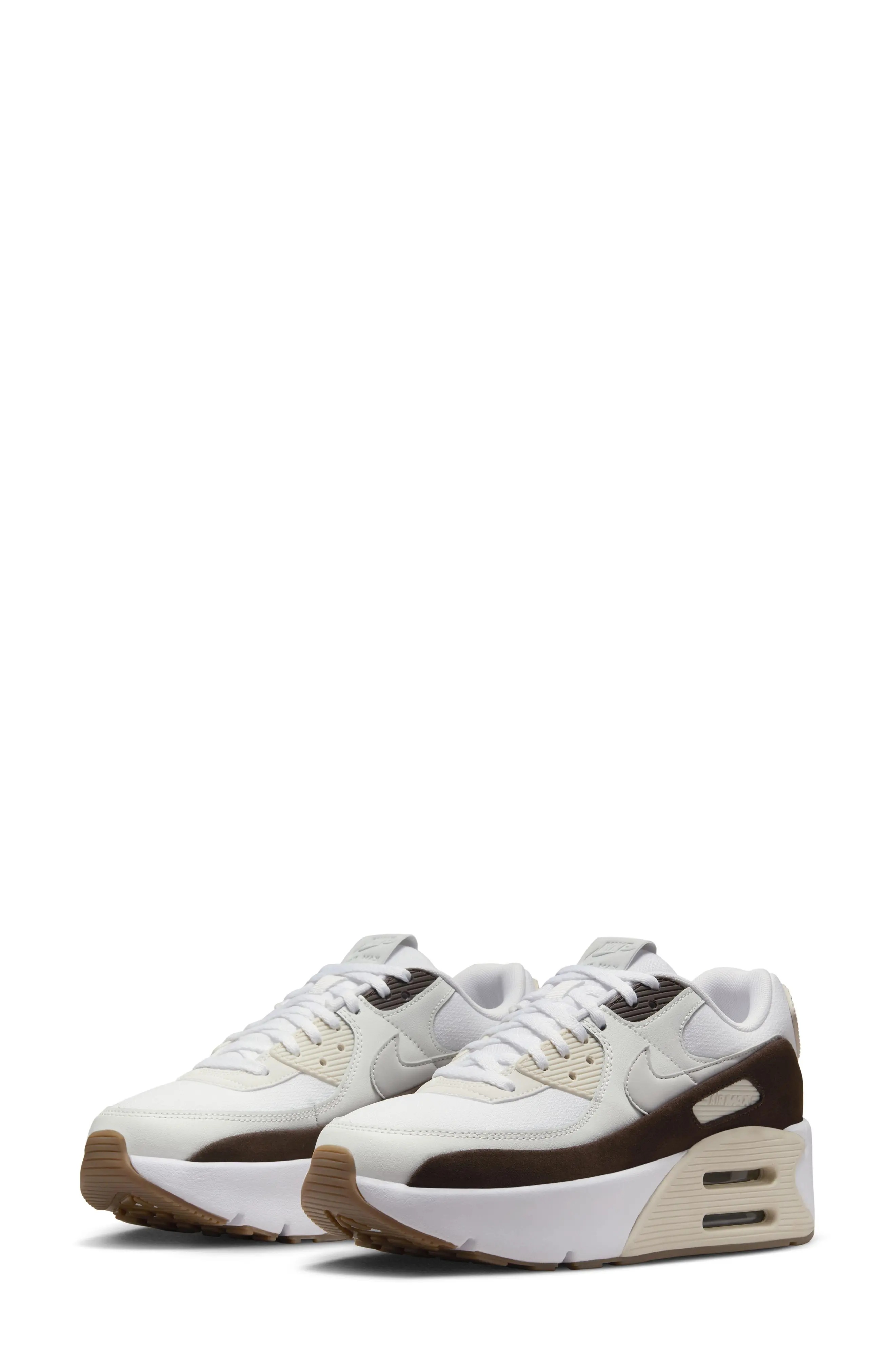 Nike Air Max 90 LV8 Platform Sneaker in White/Dust/Brown