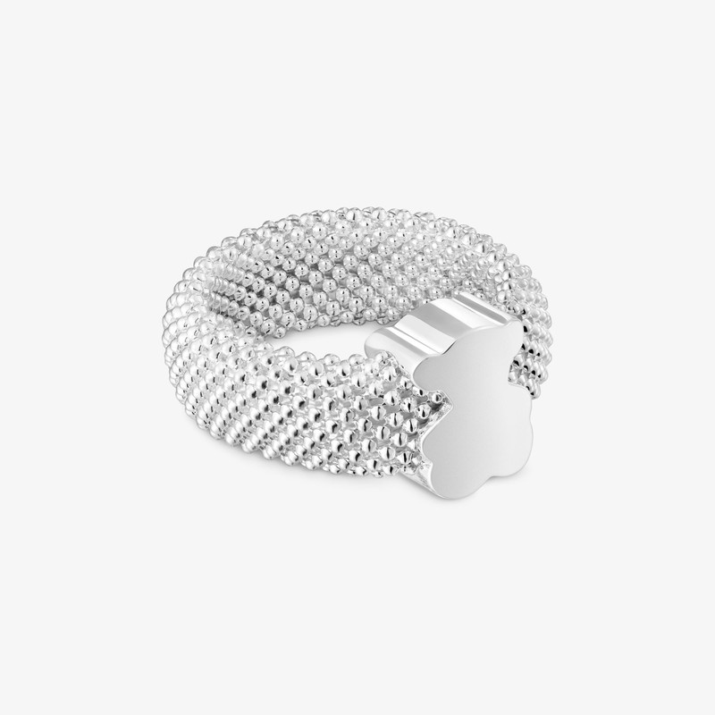 TOUS Silver Ring 10 mm bear motif Icon Mesh outlook