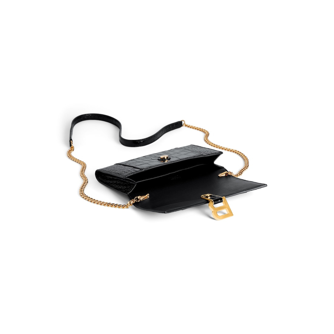 Women's Hourglass Wallet On Chain in Black - 4
