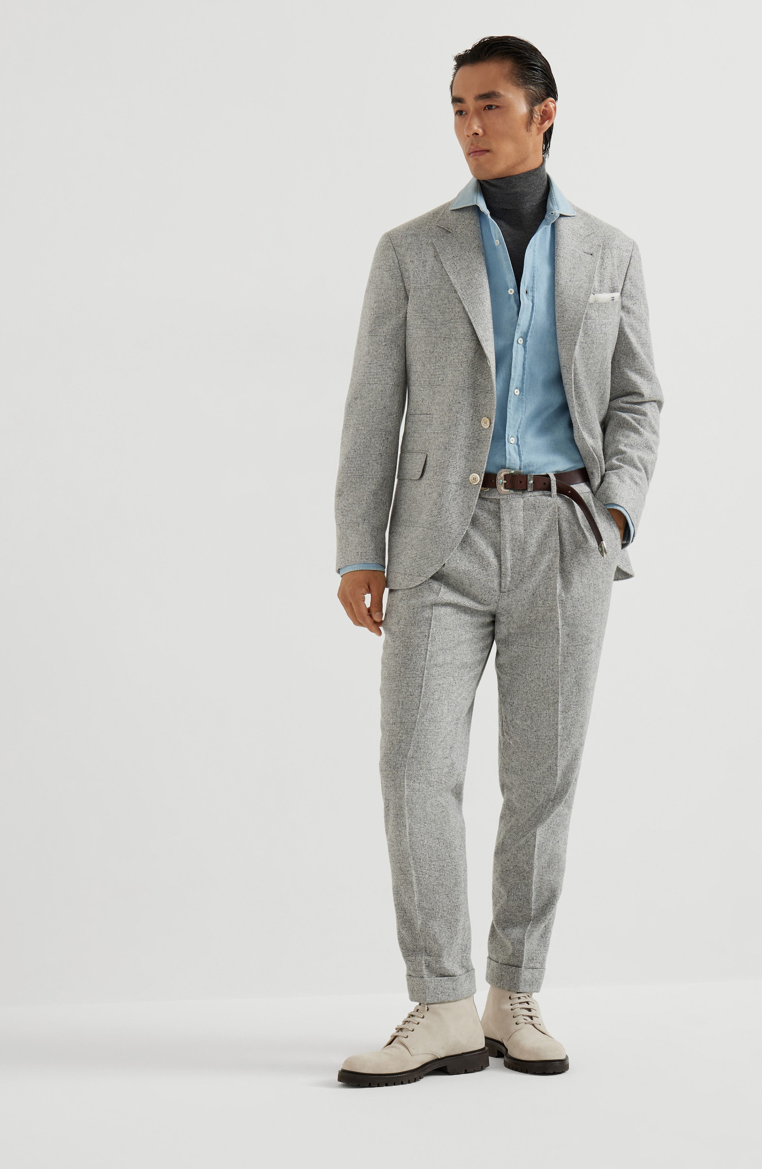 Brunello Cucinelli Cashmere and silk lightweight sweater in Lead at Nordstrom - 6