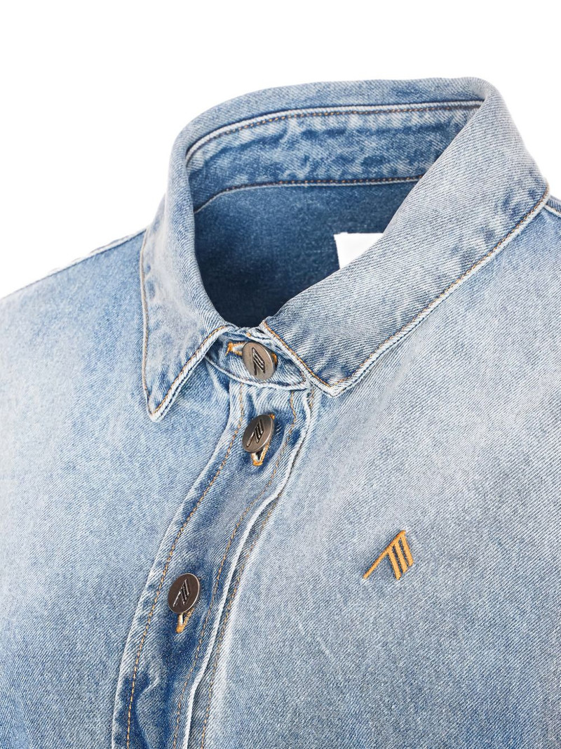 logo-embroidered button-up denim shirt 4