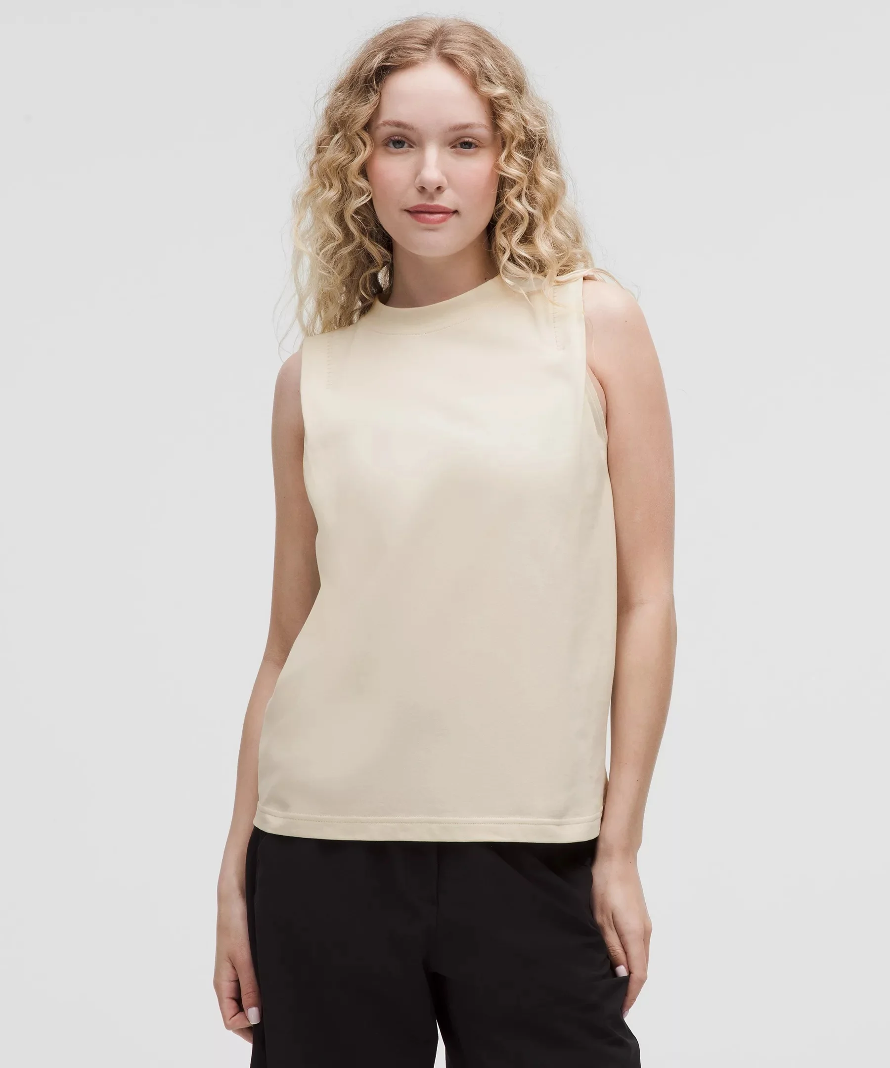 Cotton Jersey Stitch-Detail Tank Top - 1