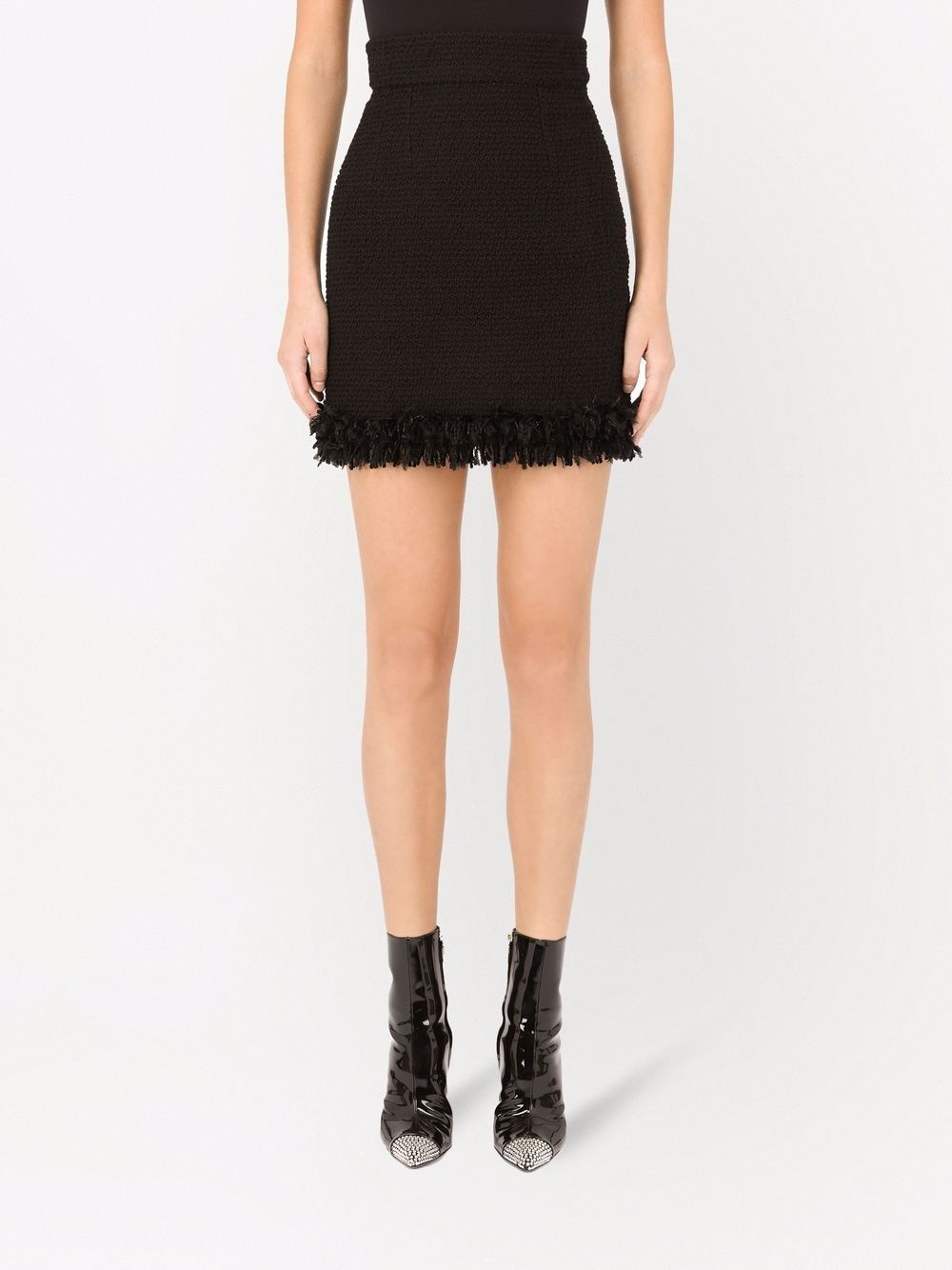 frayed fitted skirt - 3
