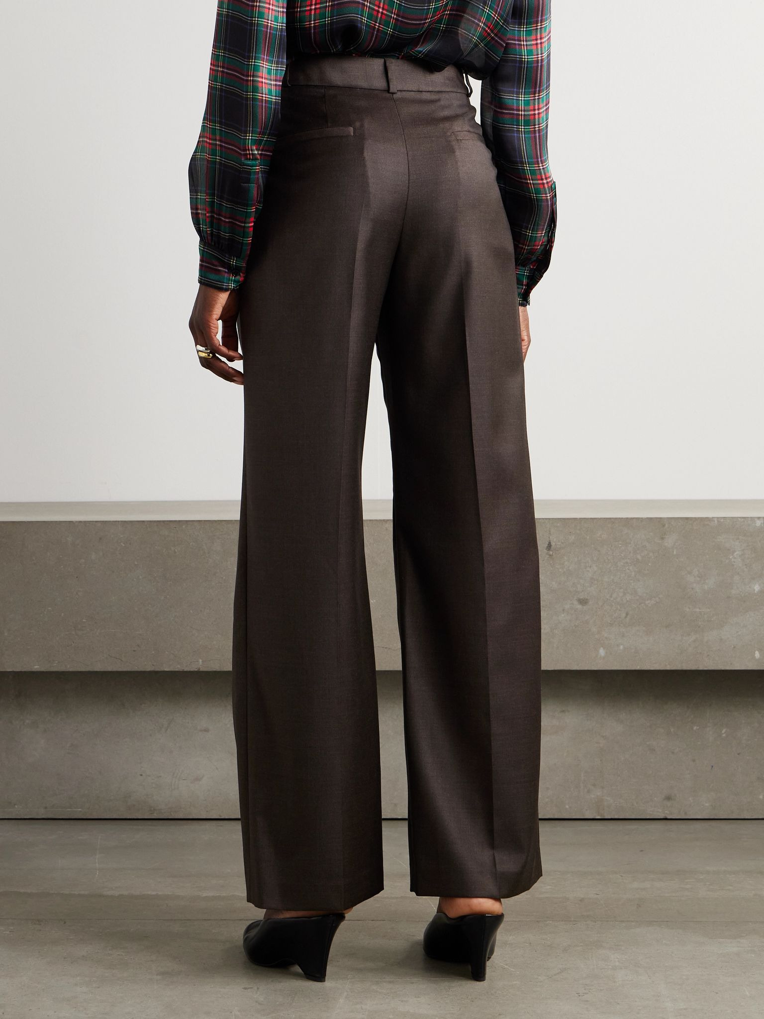 Sbiru pleated wool-twill straight-leg pants Light brown - 4