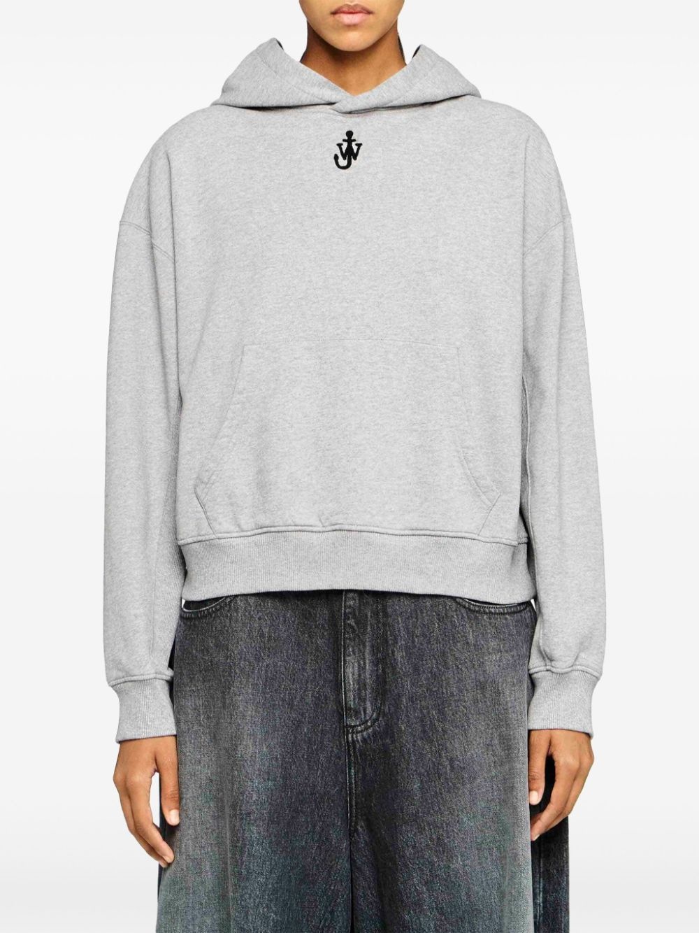 anchor-embroidered hoodie - 3