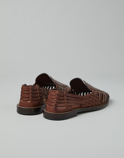 Brunello Cucinelli Woven calfskin sandals outlook