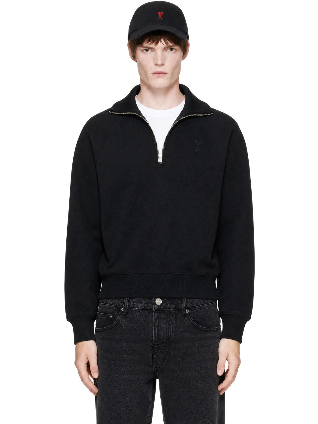 Black Tonal Embossed Ami de Coeur Sweatshirt - 1