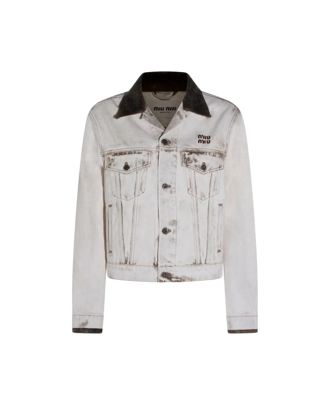 White Cotton Denim Jacket - 1