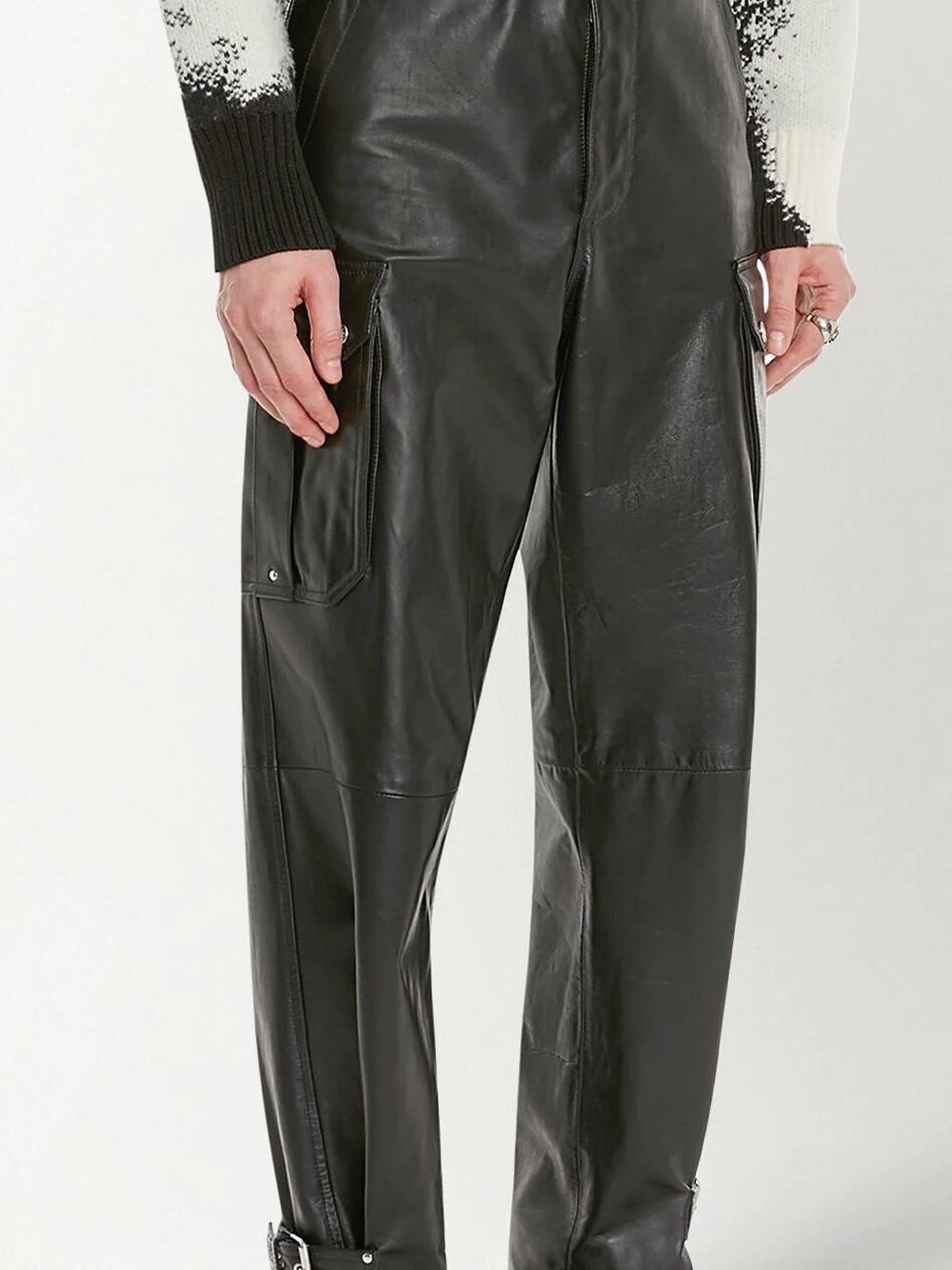 straight-leg leather trousers - 5