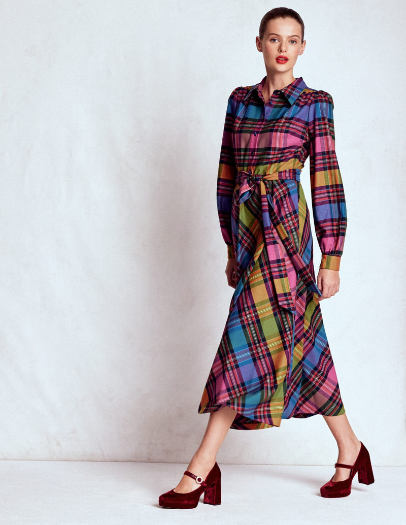 Vivienne Check Midi Dress-Multi, Blanket Check 7
