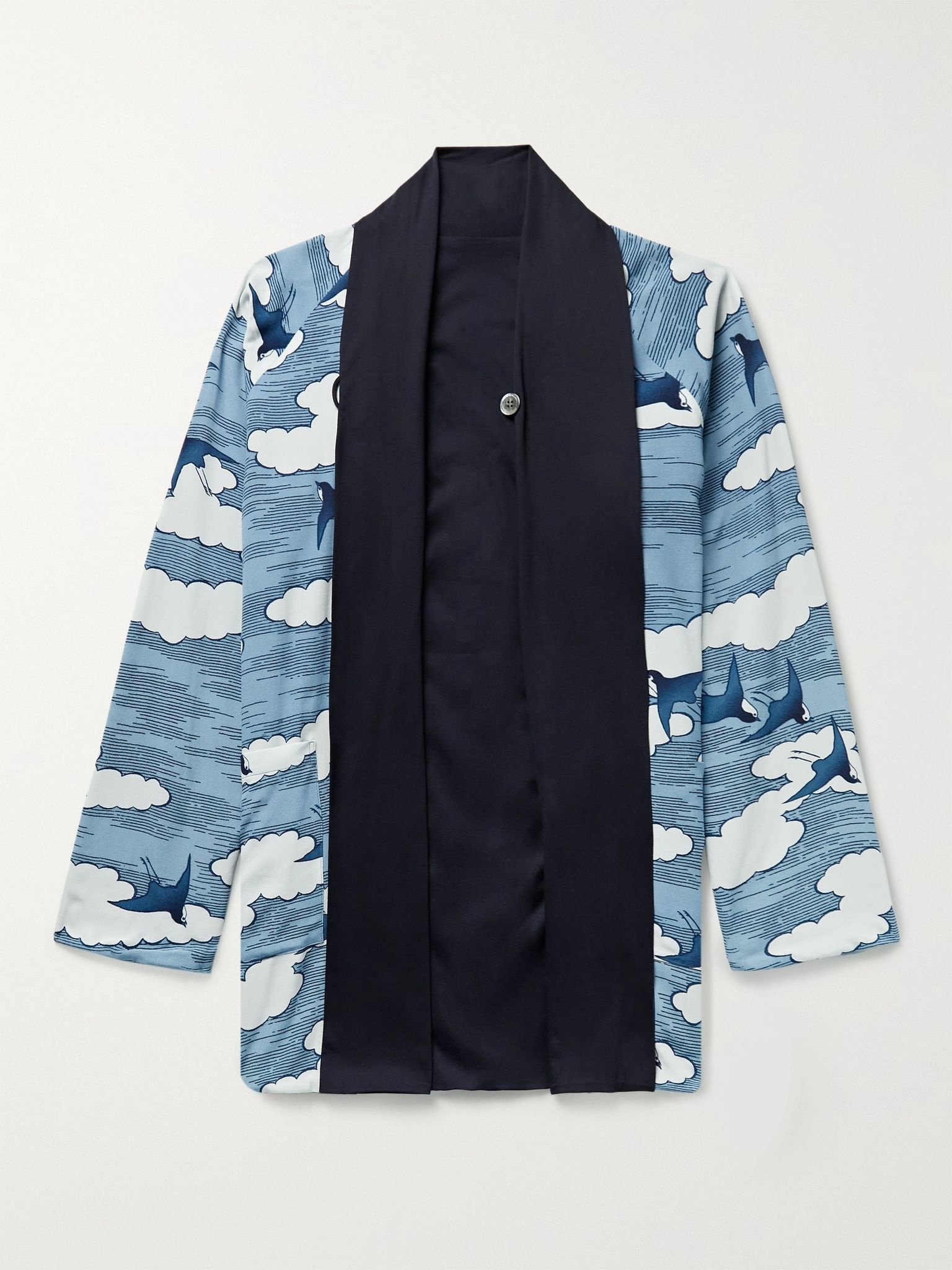 Reversible Printed Chirimen Crepe Jacket - 1