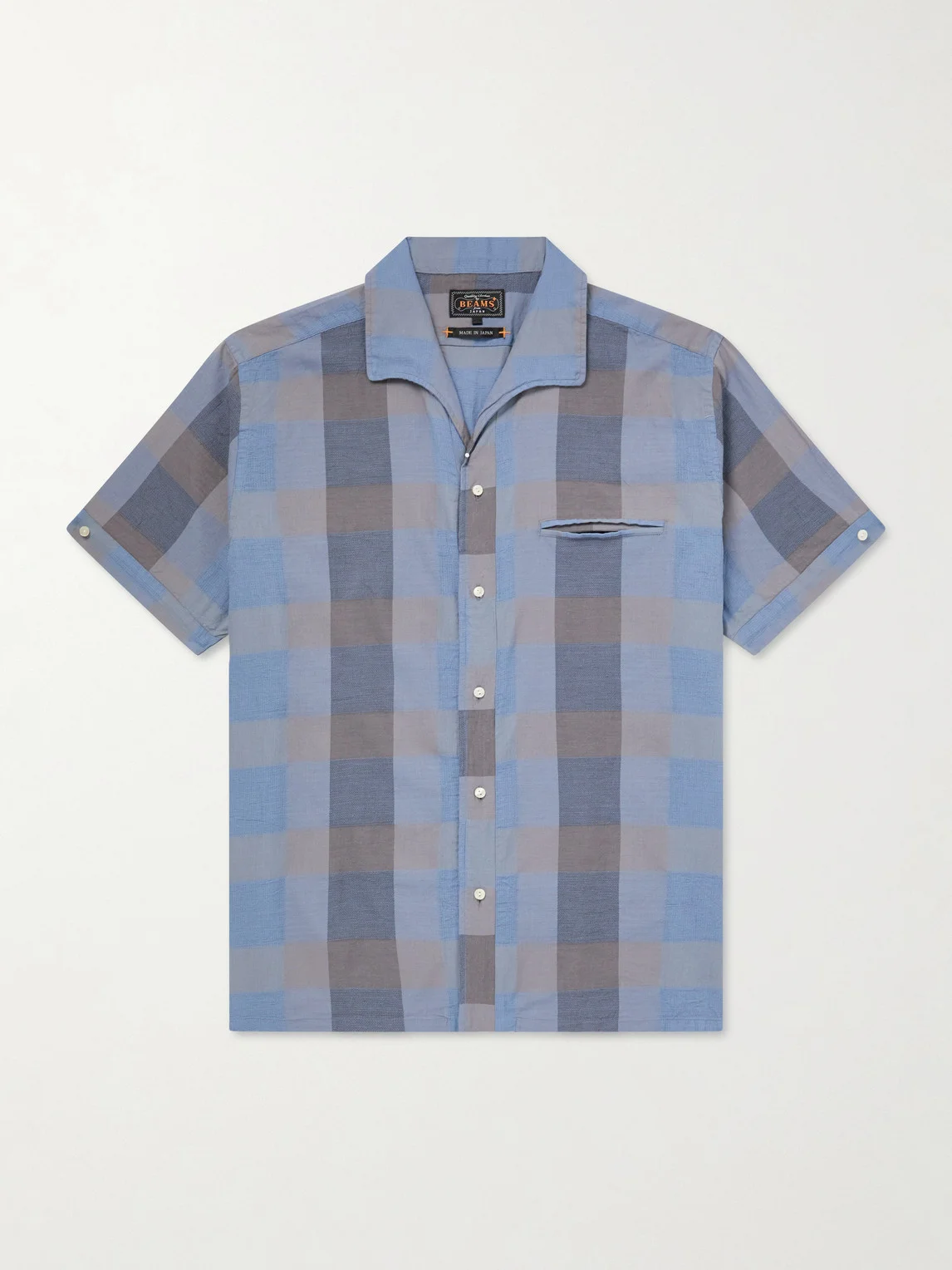 Italian Collar Checked Cotton Shirt - 1