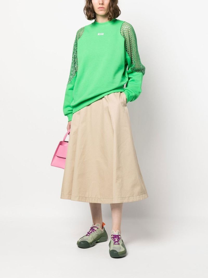 MSGM mesh-detail crew neck sweatshirt outlook