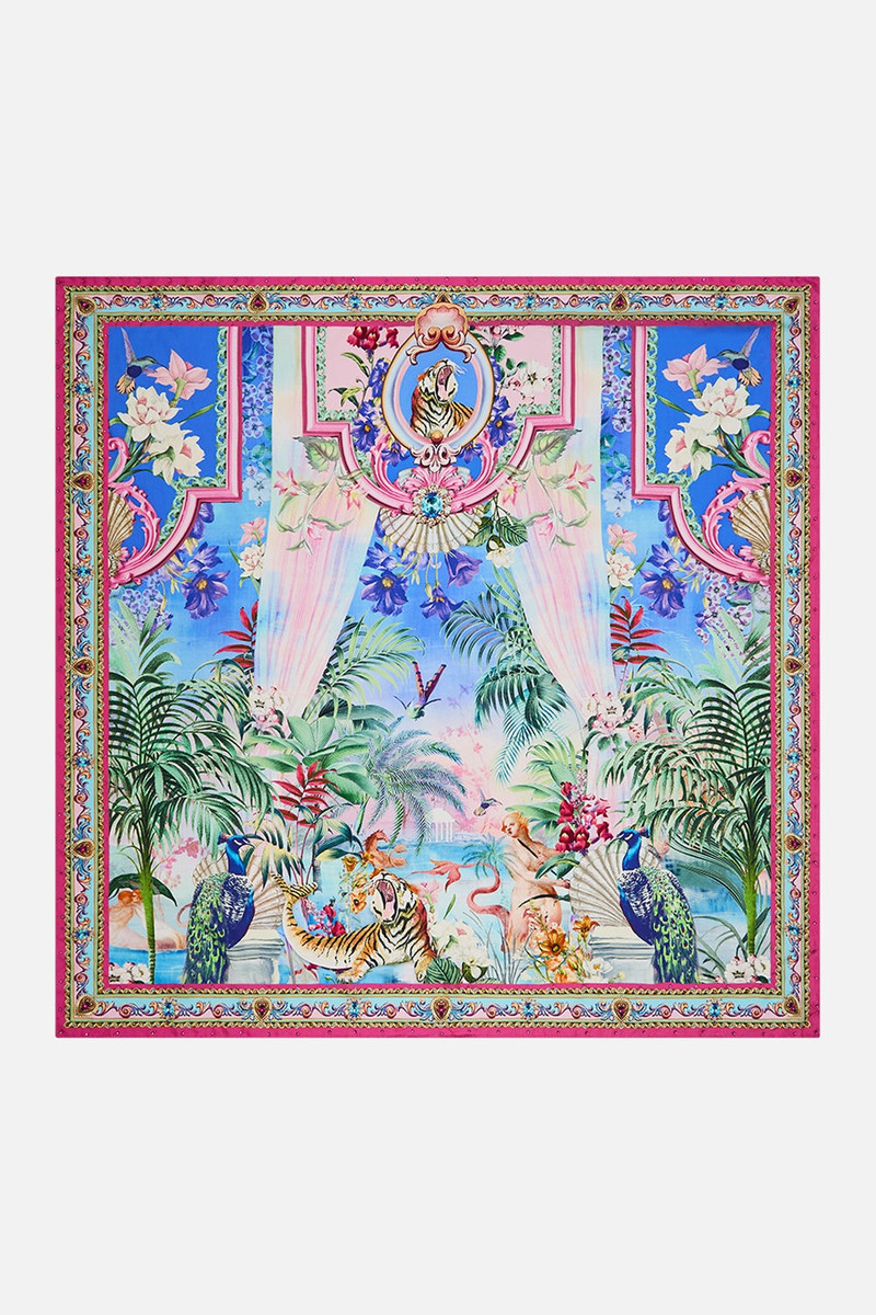 CAMILLA LARGE CRYSTALLED SILK SQUARE SCARF outlook