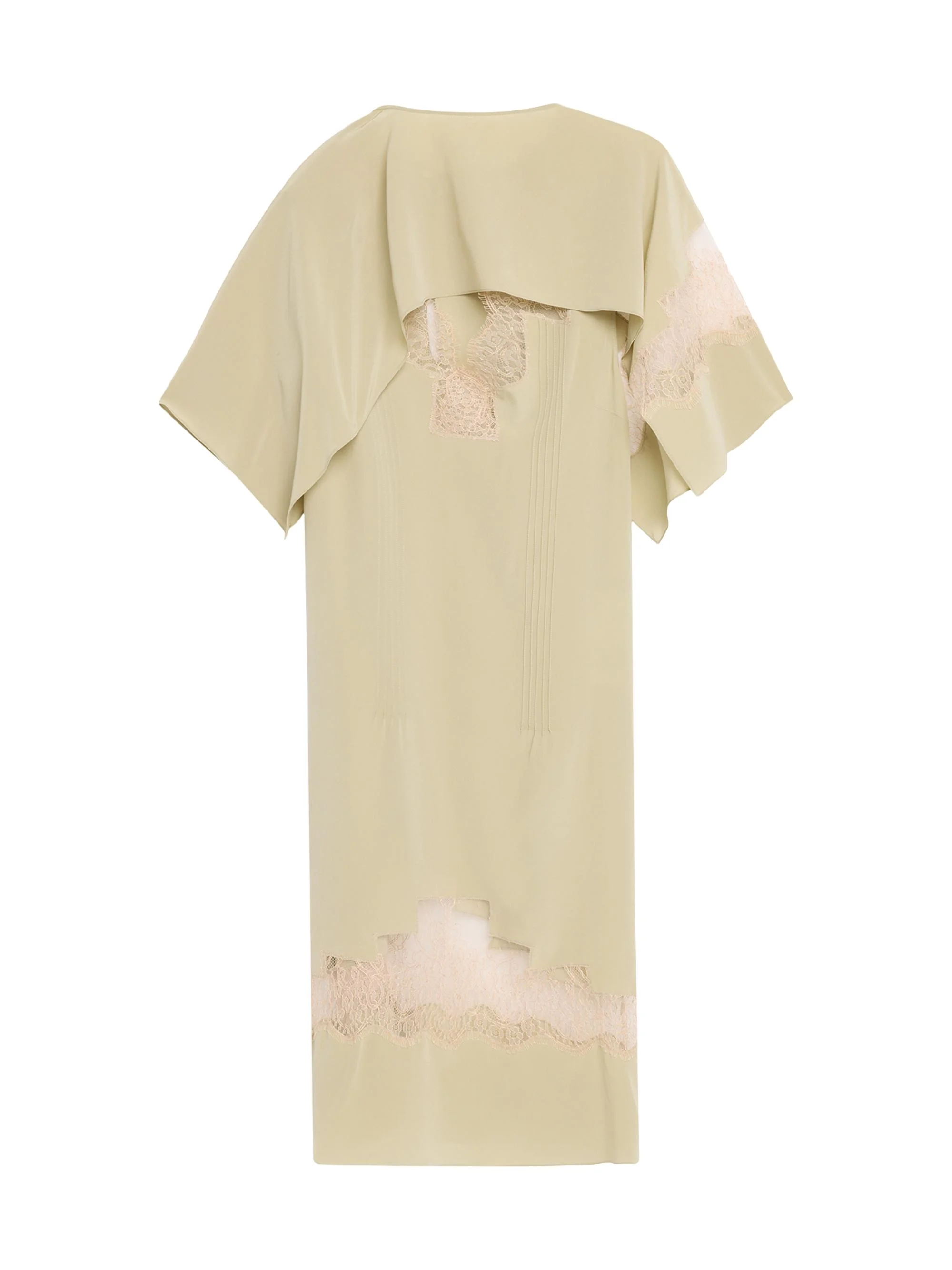 Women's Lace-Trim Silk Capelet Dress - Burnt Sage - 1