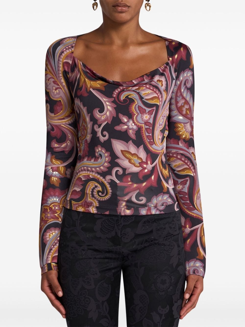 printed jersey top - 2