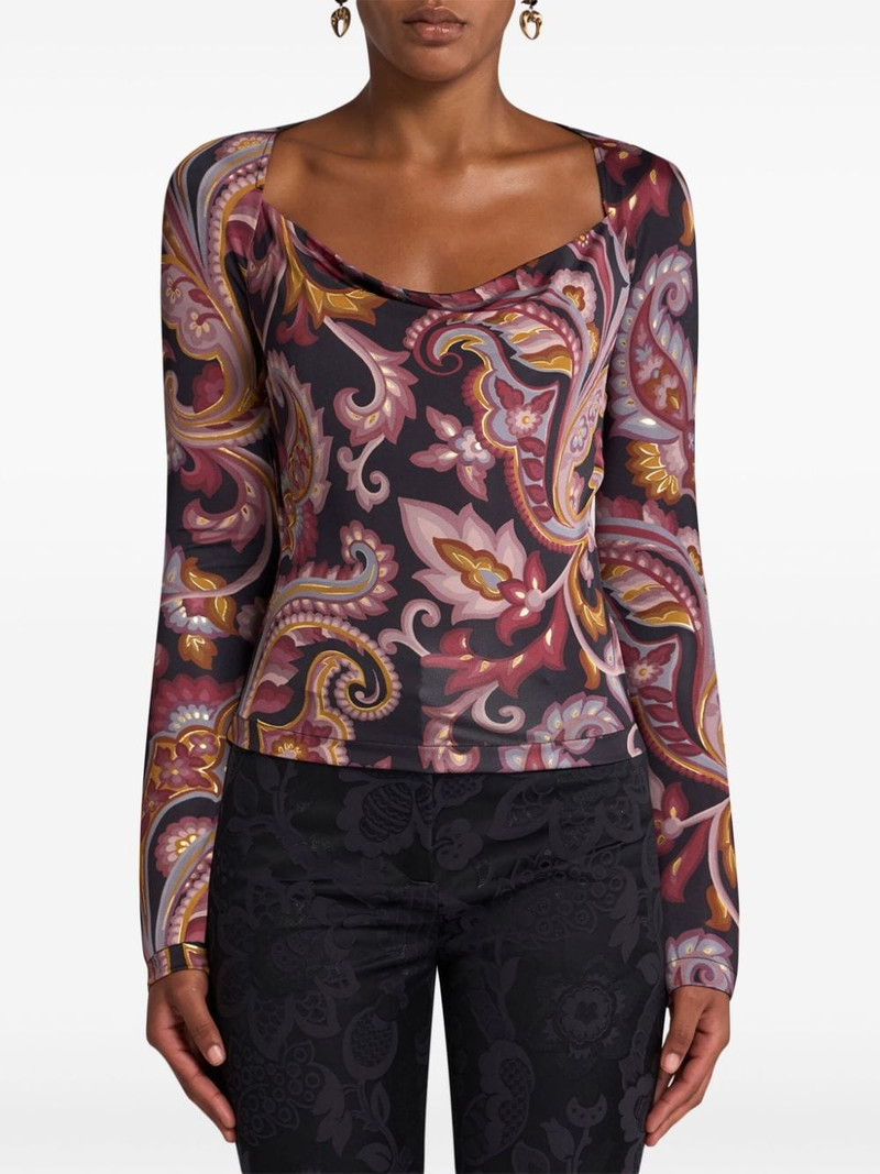 Etro printed jersey top outlook