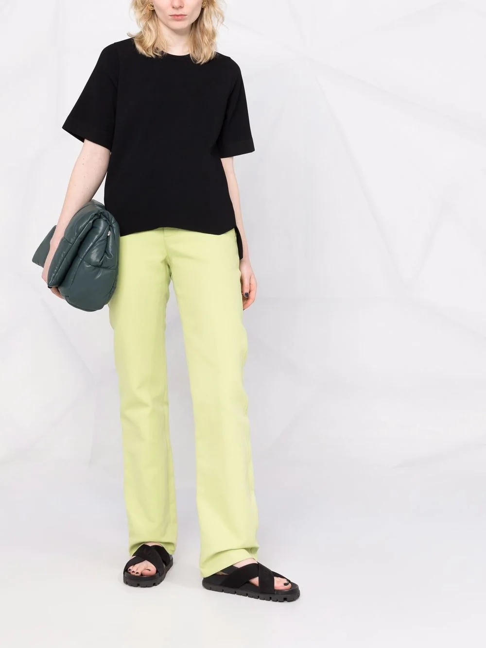 lace-detailing cotton T-shirt - 3