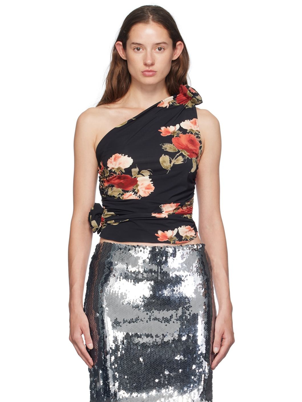 Black Floral Tank Top - 1