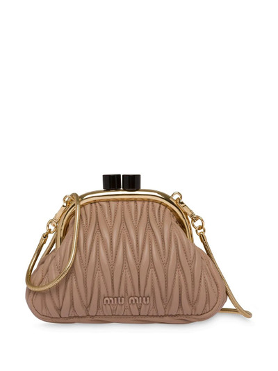 Miu Miu matelassé-effect clasp-fastening clutch outlook