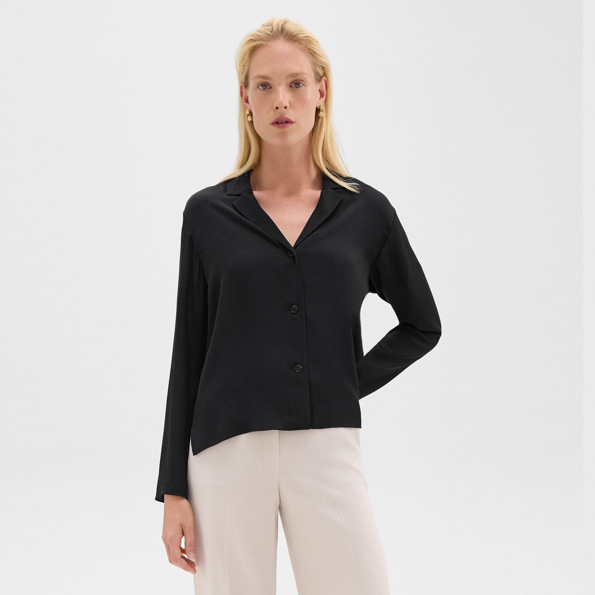 Notched Lapel Blouse in Silk Georgette - 2