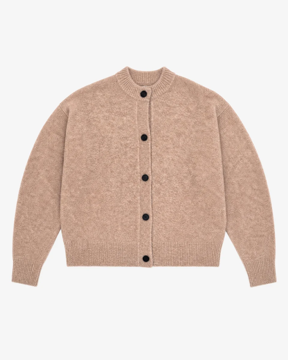 BEIGE MOHAIR-BLEND CARDIGAN - 1
