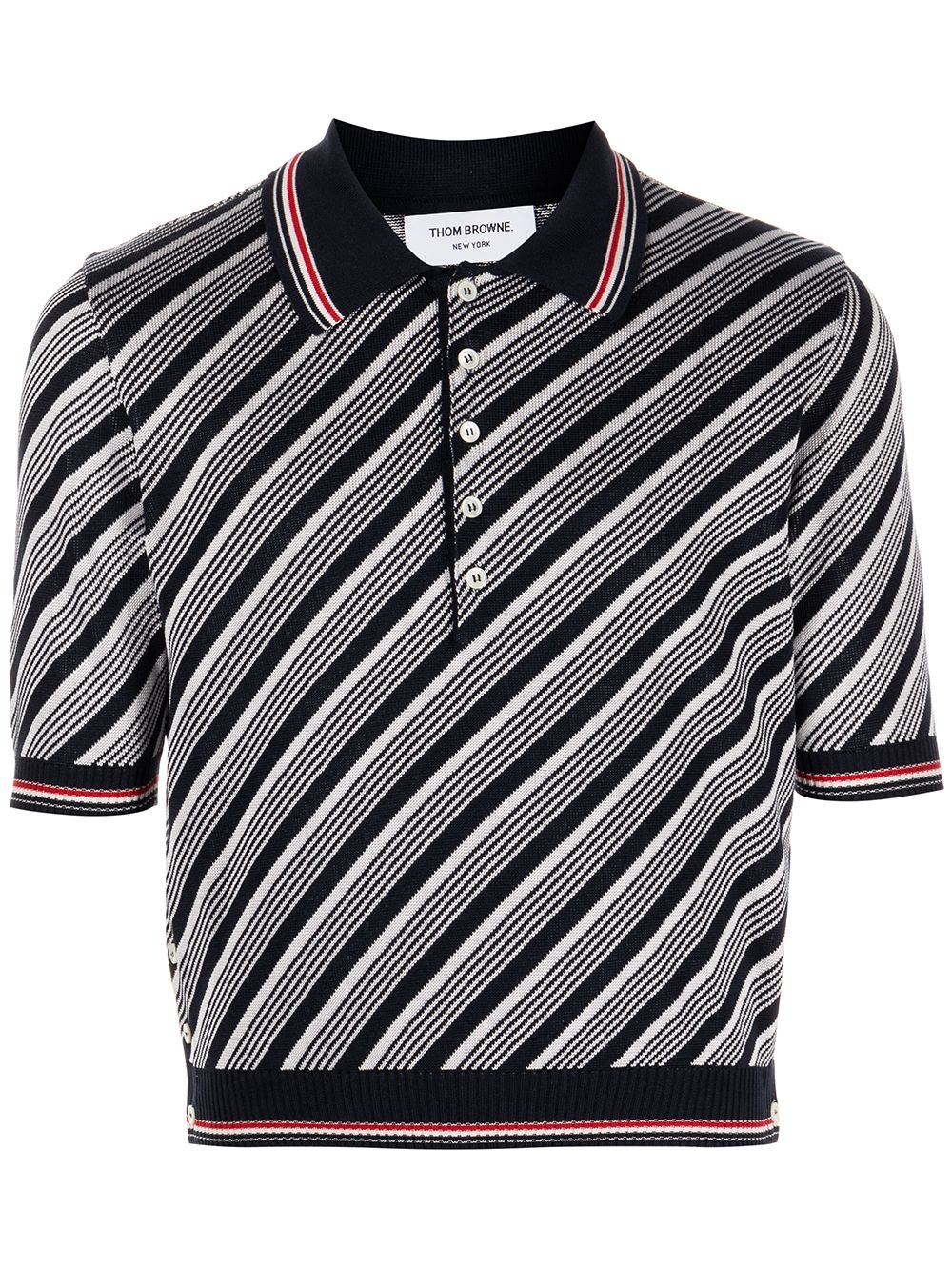 diagonal-striped polo shirt - 1