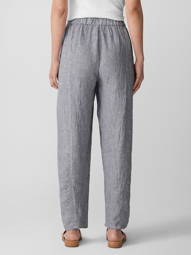 Puckered Organic Linen Stripe Lantern Pant 4
