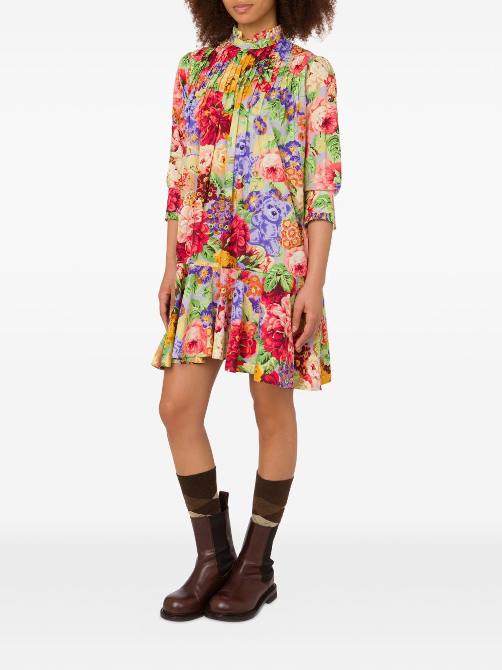 floral-print ruffled mini dress - 3