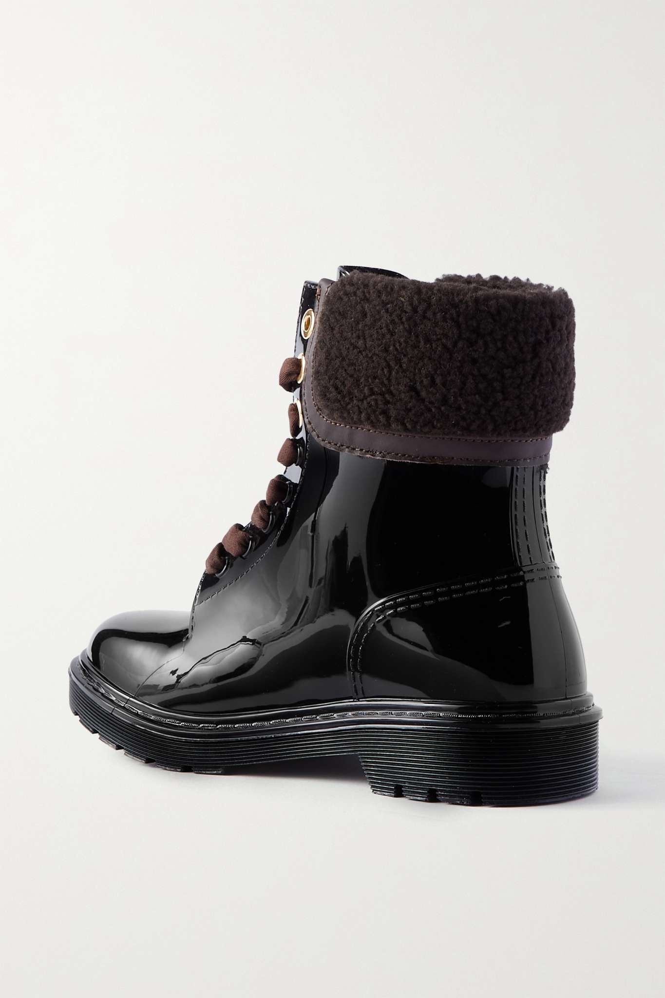 Florrie shearling-trimmed glossed-rubber rain boots - 3