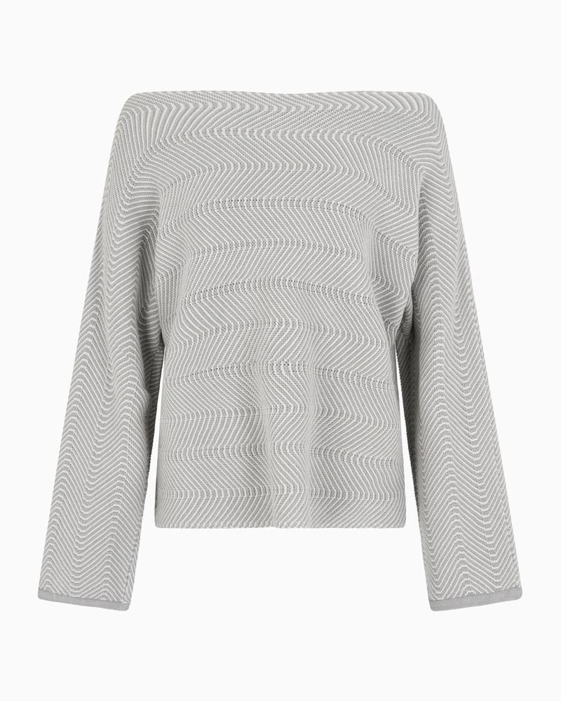WAVY CHEVRON MOTIF BOAT NECK JUMPER 1