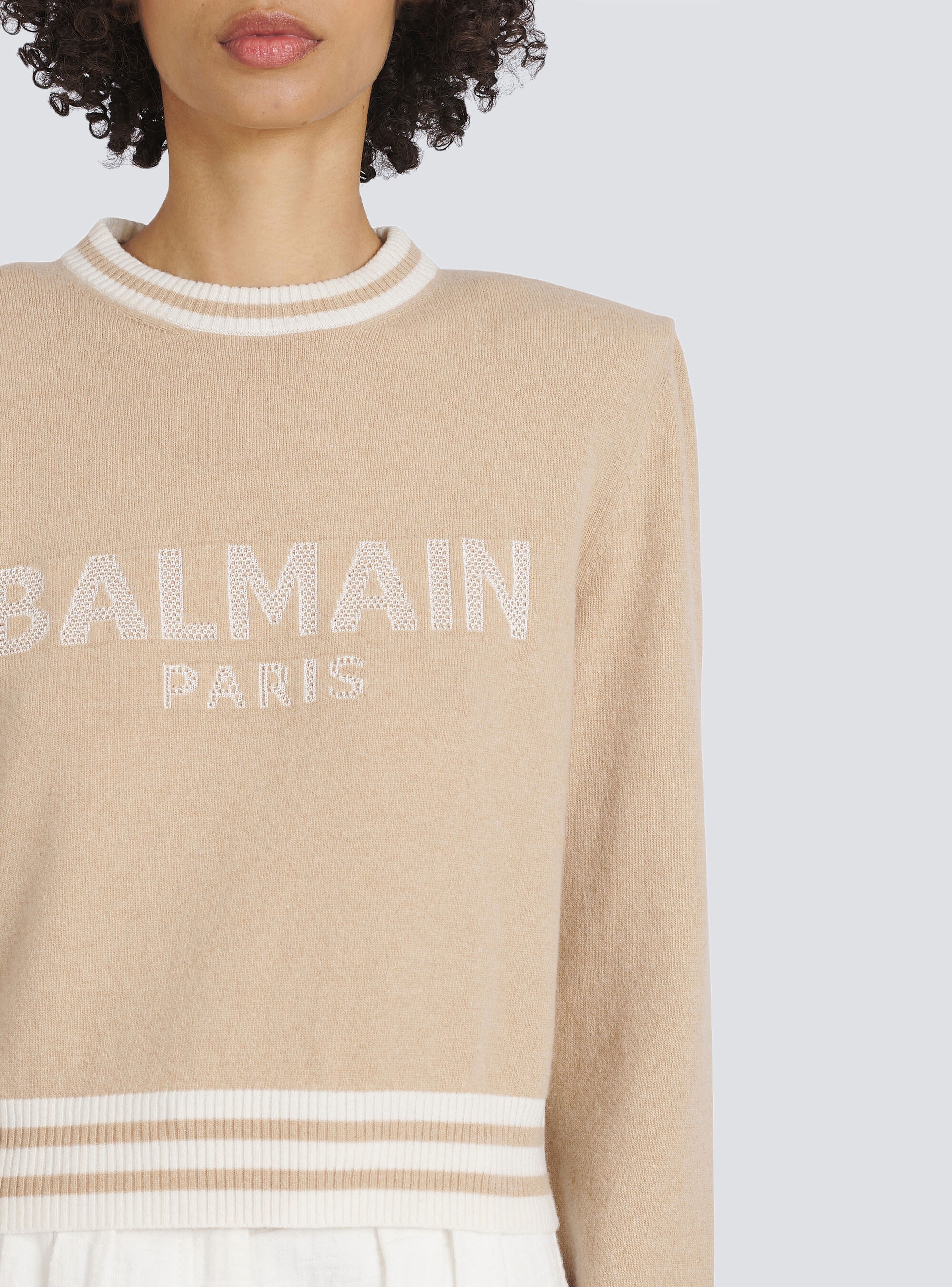 Cropped wool sweatshirt with Balmain logo - 7