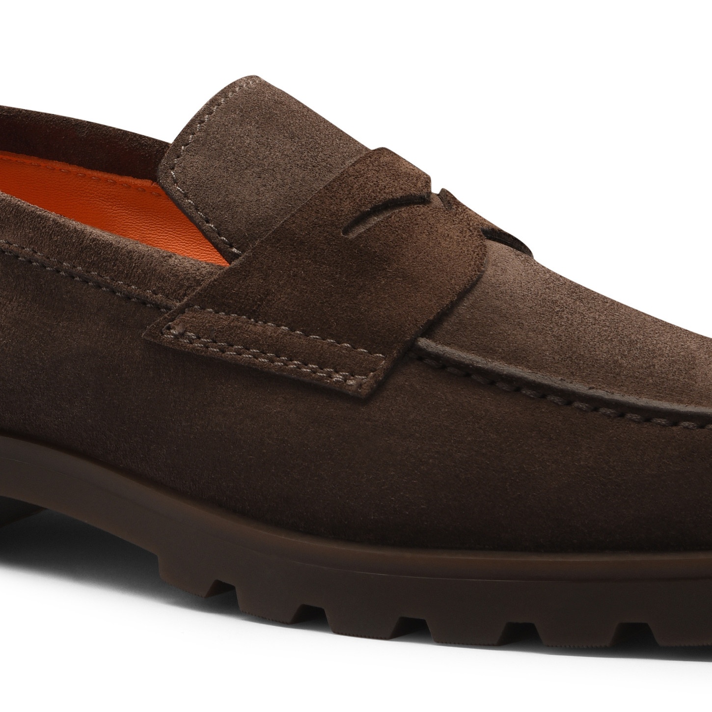 Men's dark brown suede penny loafer - 6