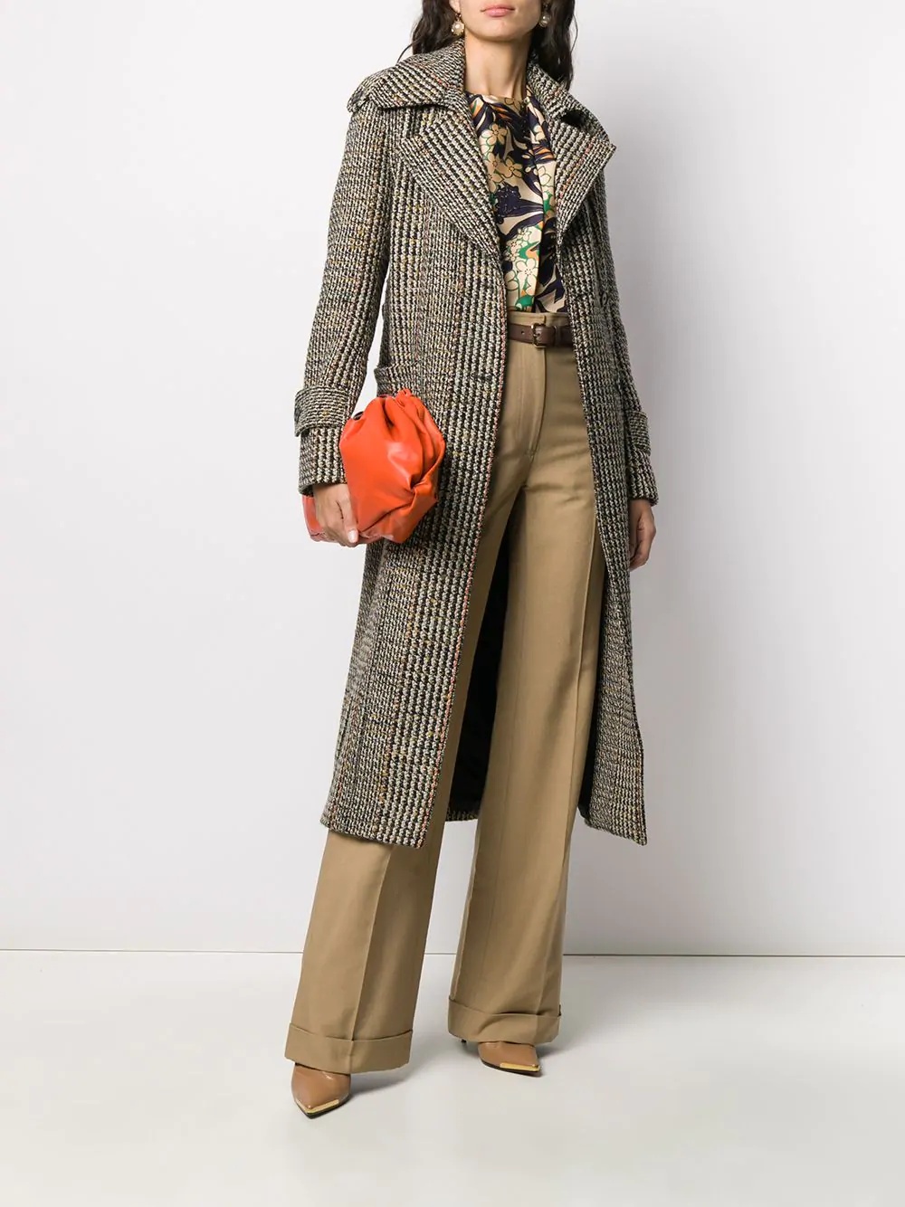 tie-waist tweed tench coat - 2