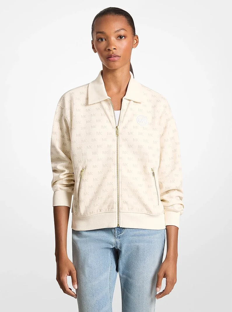 Logo Cotton Blend Zip-Up Jacket - 1