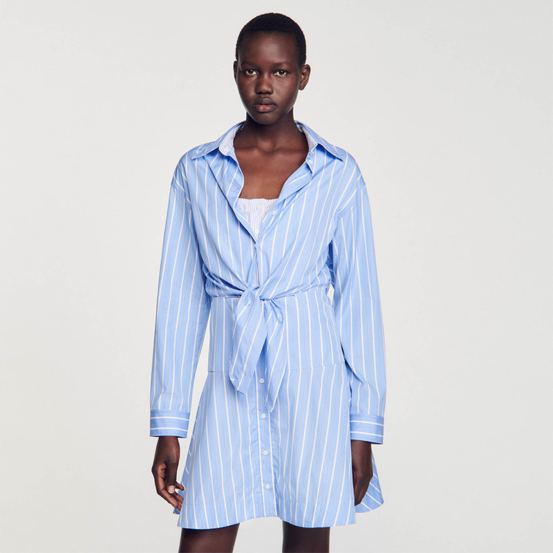 STRIPED TIE-FRONT SHIRT DRESS 5