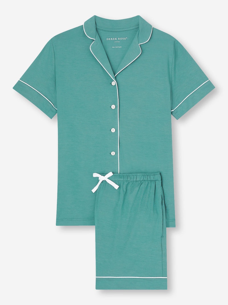 Women's Short Pajamas Lara Micro Modal Stretch Teal - 1
