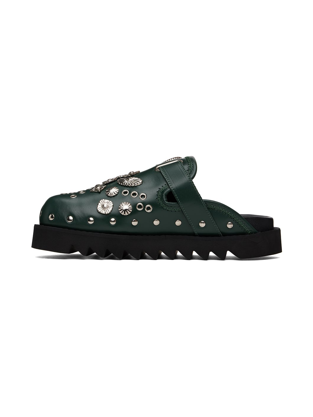 SSENSE Exclusive Green Eyelet Metal Sabot - 3