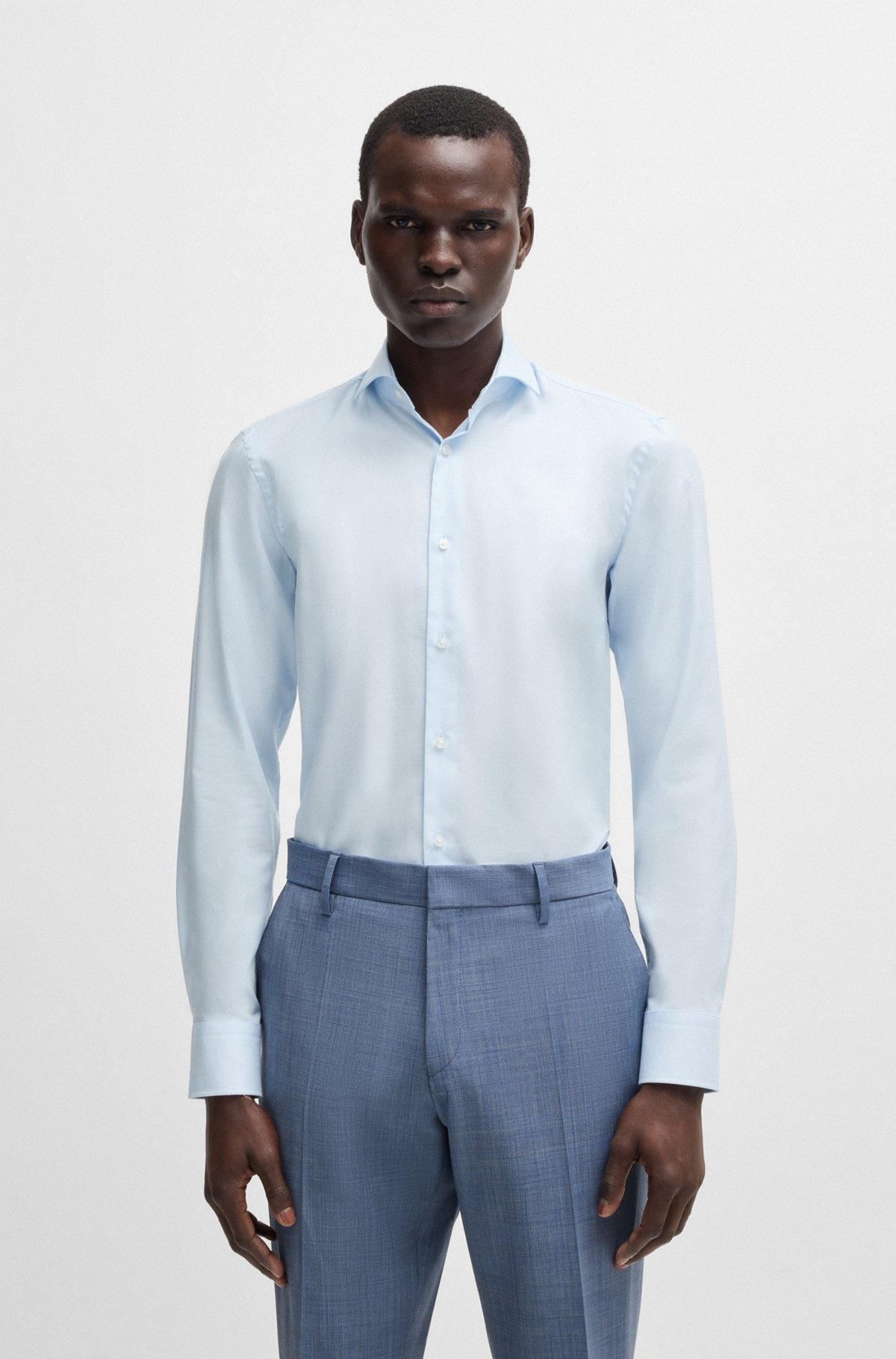 SLIM-FIT SHIRT IN A STRUCTURED COTTON BLEND - 2