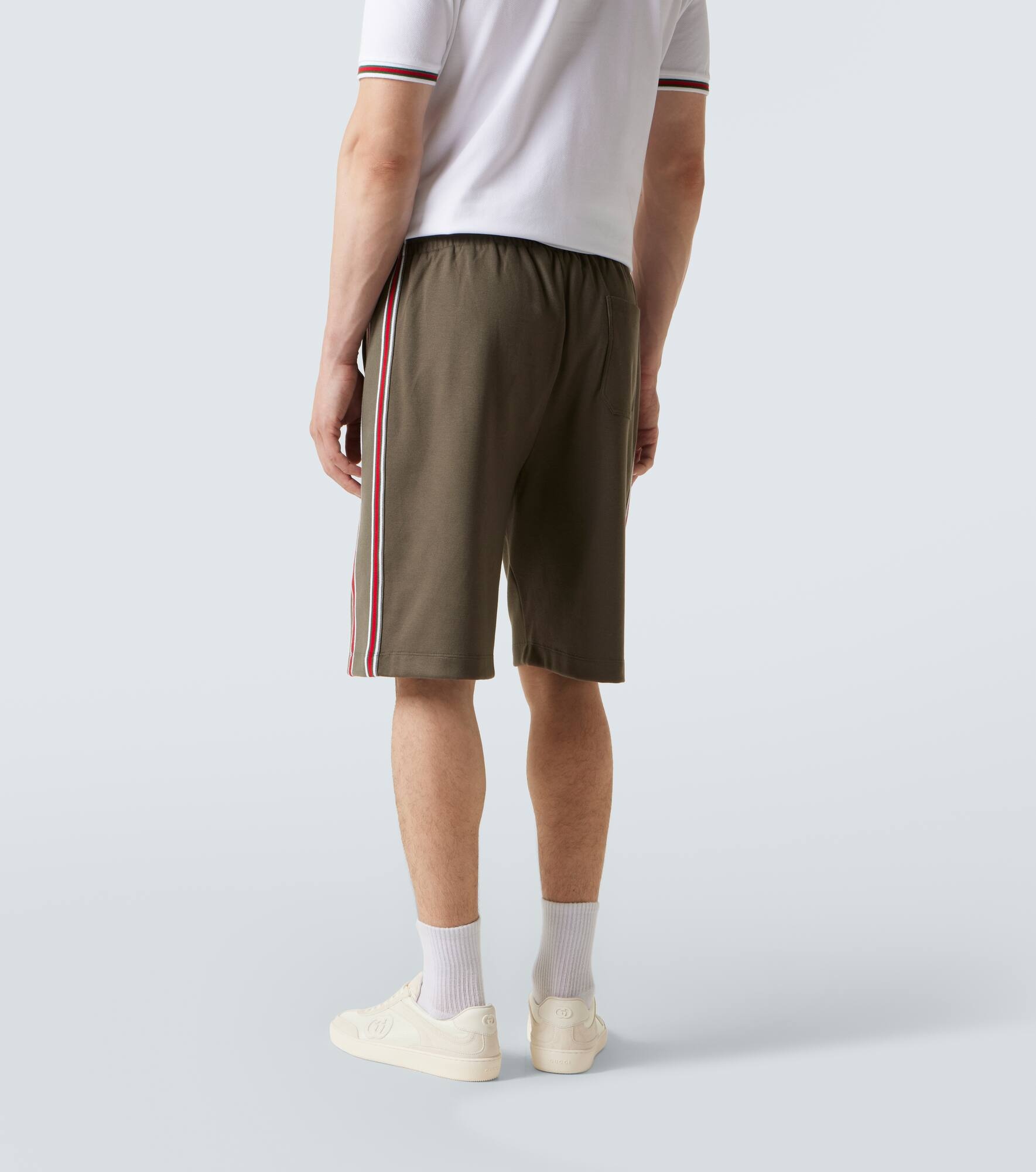 Embroidered logo cotton piqué shorts - 4