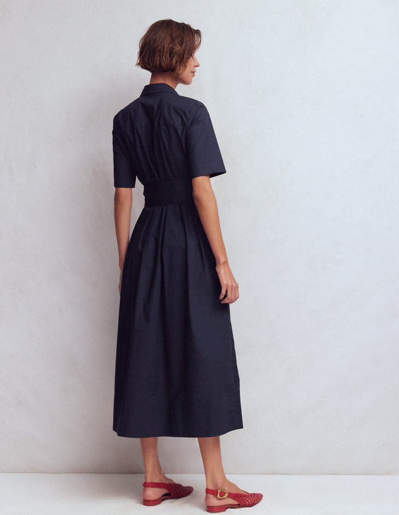 Zoe Short Sleeve Shirt Dress-Navy 4