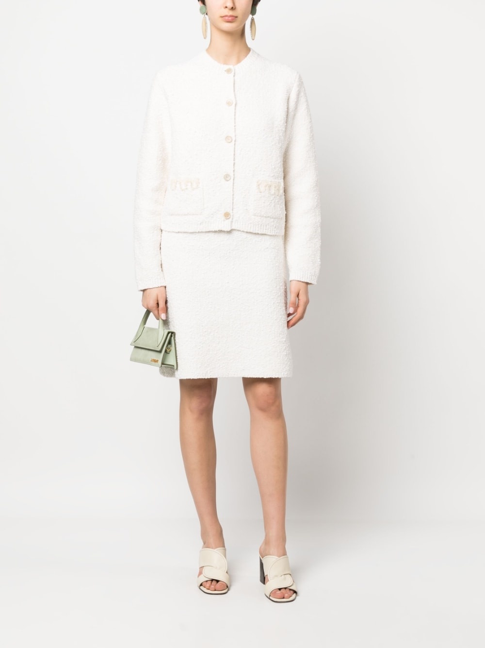 textured-finish button-fastening cardigan - 2
