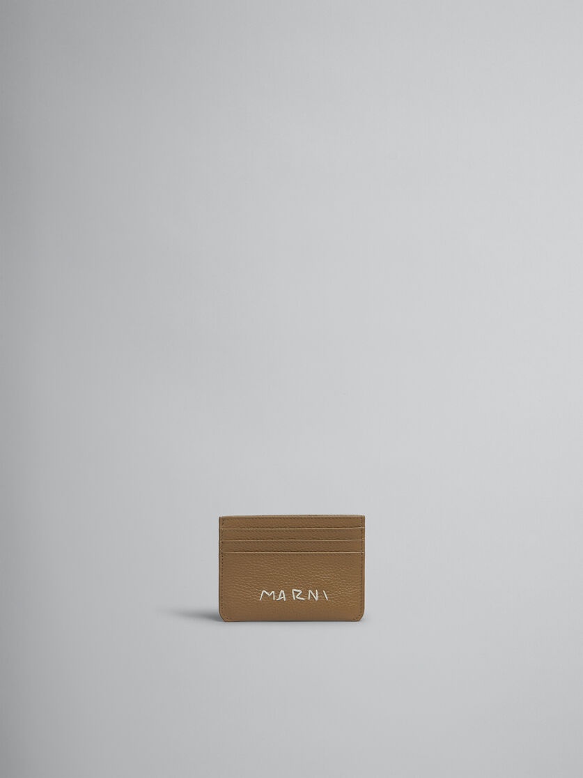 BROWN LEATHER CARDHOLDER WITH MARNI MENDING - 1